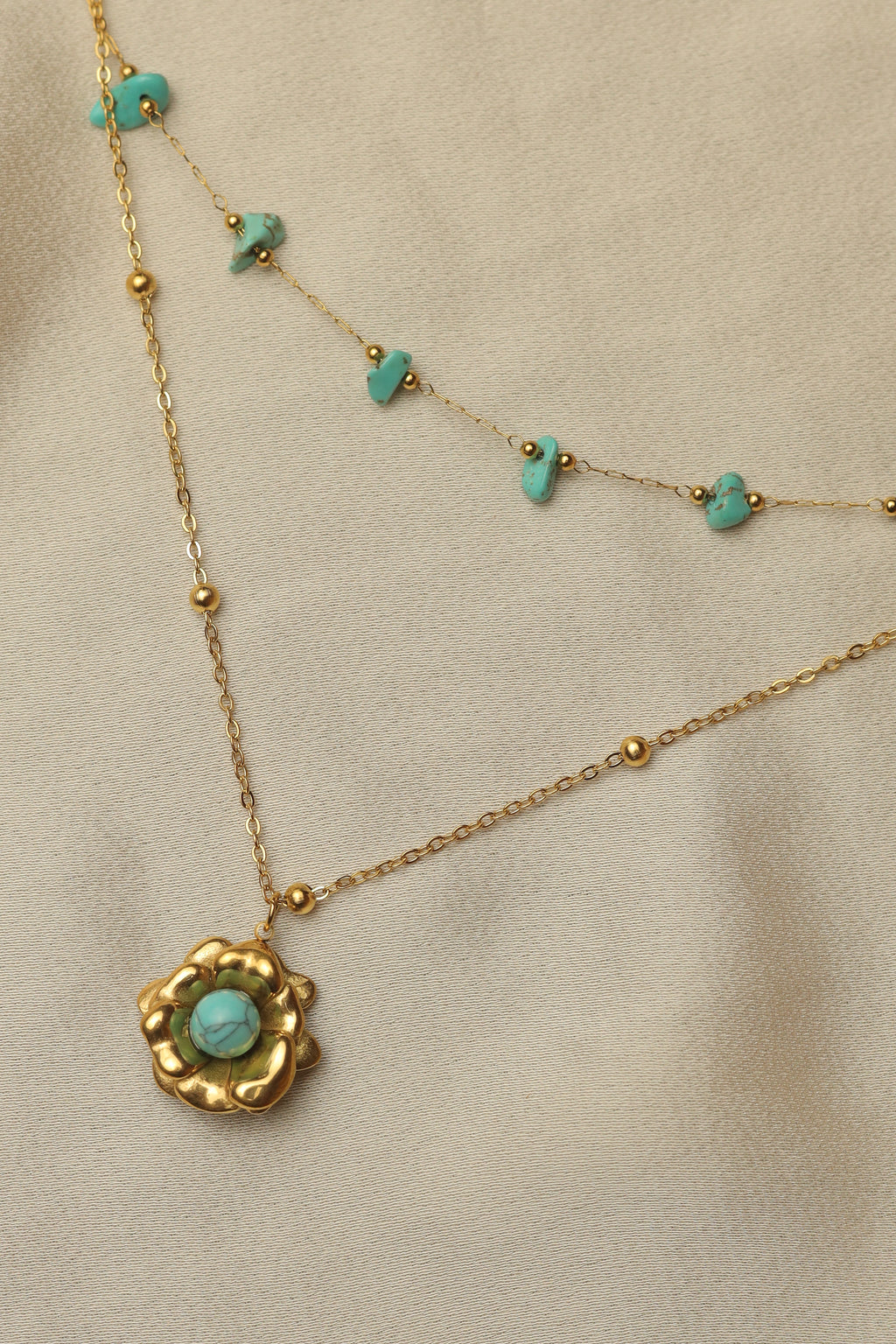 Firoza Double Line Charms Chain