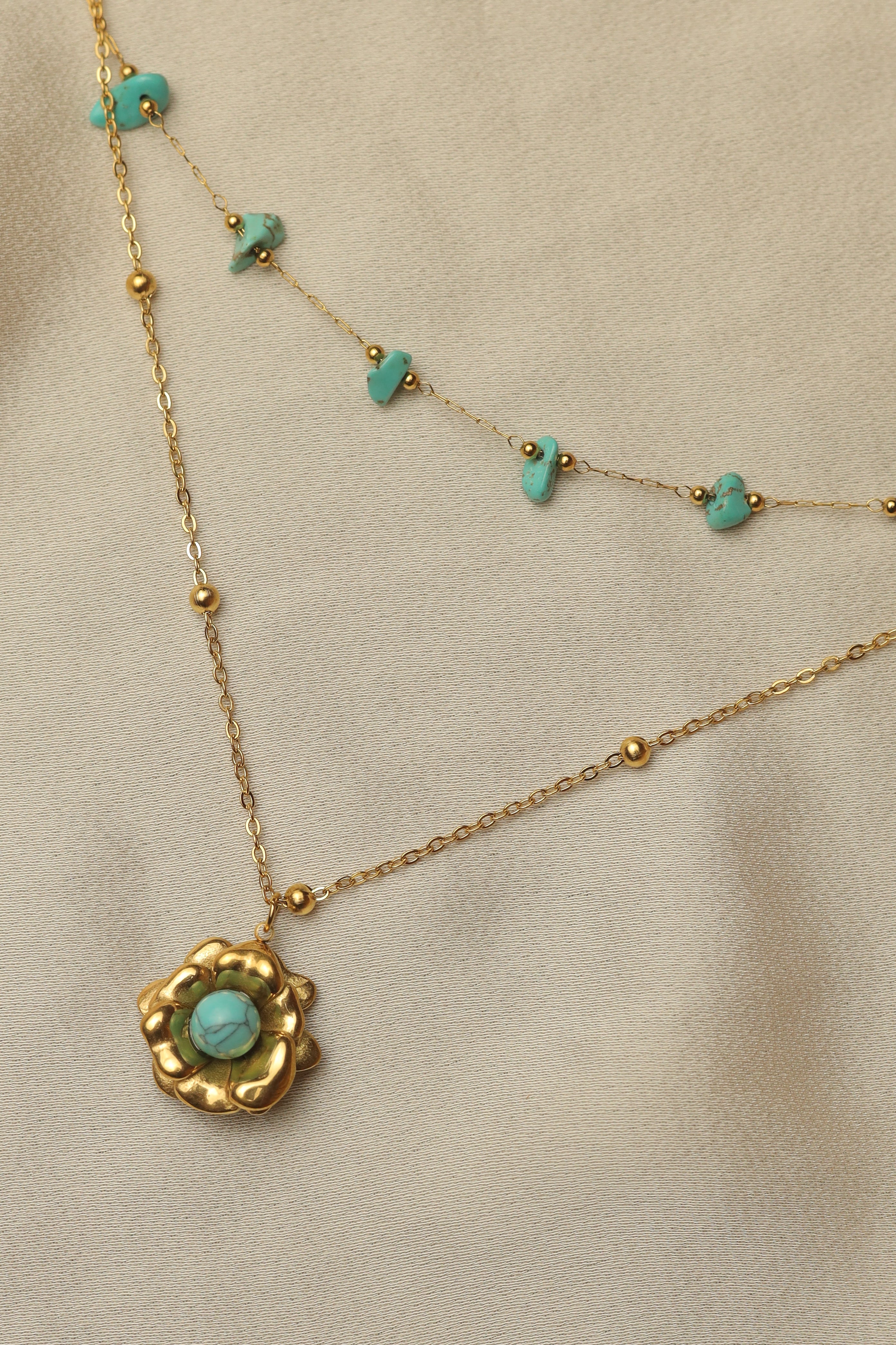 Firoza Double Line Charms Chain