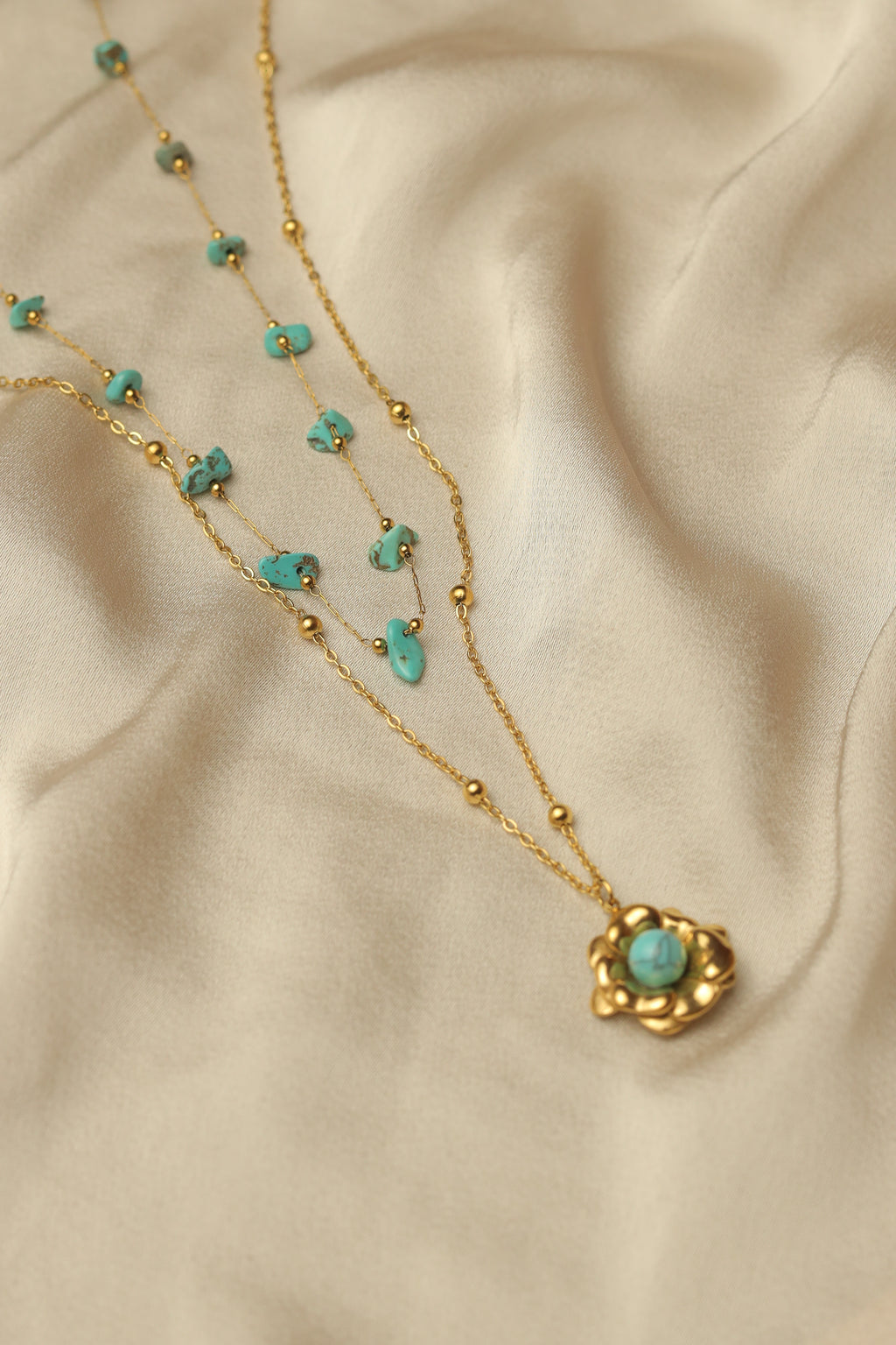 Firoza Double Line Charms Chain