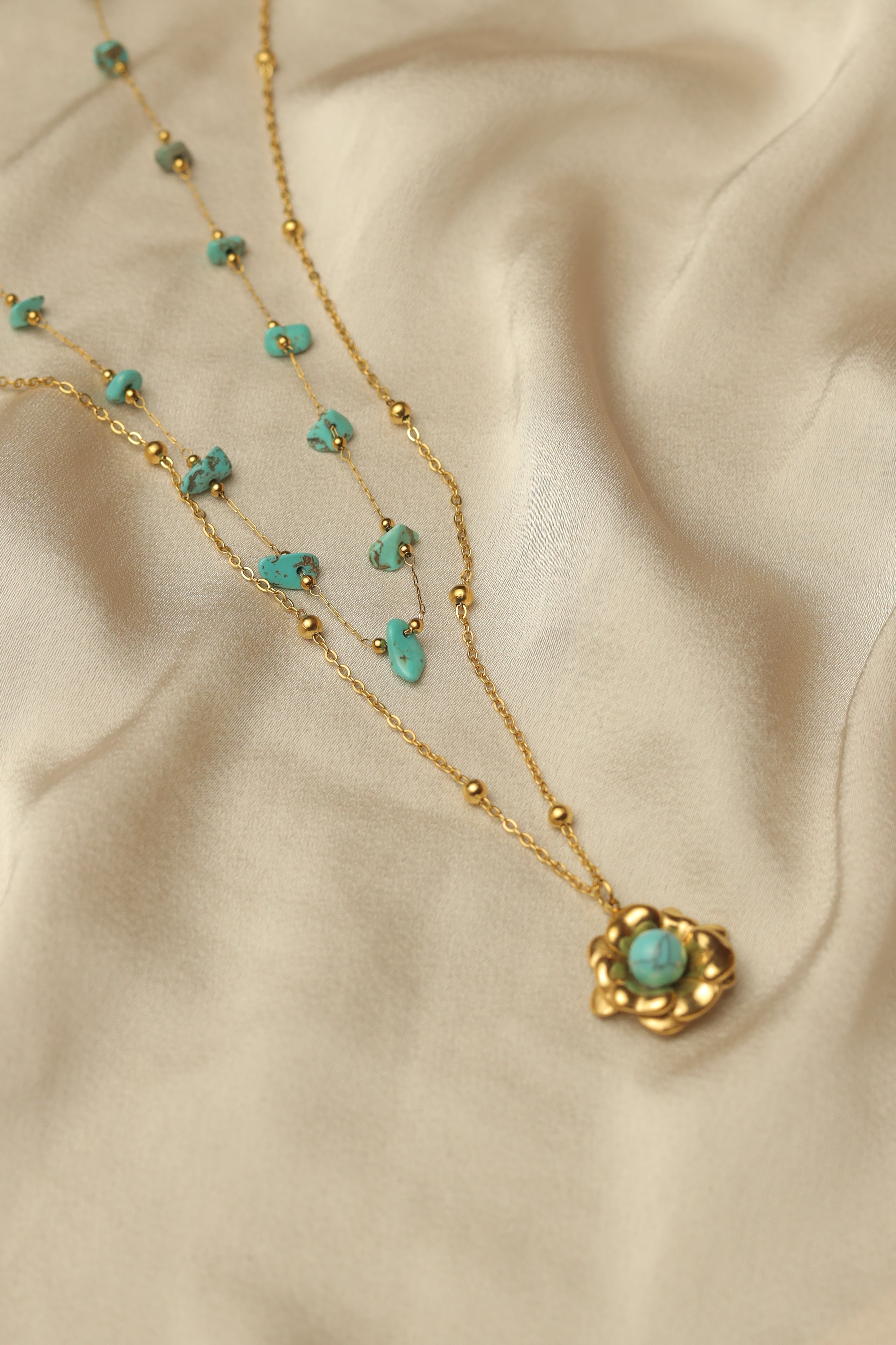 Firoza Double Line Charms Chain